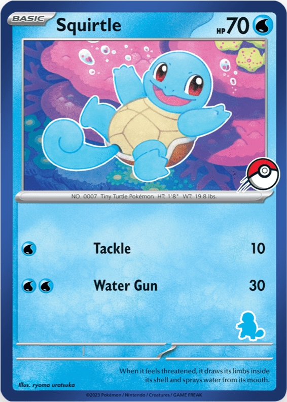 miketendo64's tweet photo. For context, with #MyFirstBattle, there are two current products, Pikachu & Bulbasaur and Charmander & Squirtle. Each product has two mini decks each, based around Pikachu and the three starters. The blue bordered #Pokemon cards indicate which one you use first when playing. https://t.co/eGdxb5yvmR