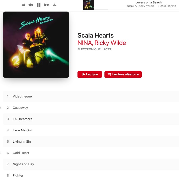 MiniKimWilde's tweet image. Thank you so much @Wildericky and @ILOVENINAMUSIC  for this excellent album #scalahearts which I have been listening to on repeat since this morning 👏Ricky you are a genius 🎶 Nina I love your voice 😍The version of Lovers on the beach is very great 🤩Lots of Love from France 🥰