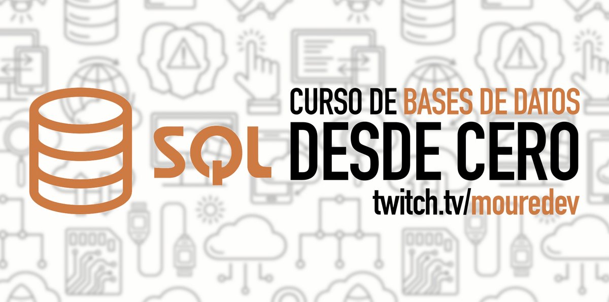 MoureDev's tweet photo. El próximo jueves comenzamos curso de SQL para bases de datos desde cero y gratis.

Será en Twitch, y todo el código y clases grabadas estarán disponibles.

Aquí tienes un evento para consultar el horario por país en nuestro Discord:
🗓️ https://t.co/RilVdNEIbw https://t.co/fA0m2Qh45I