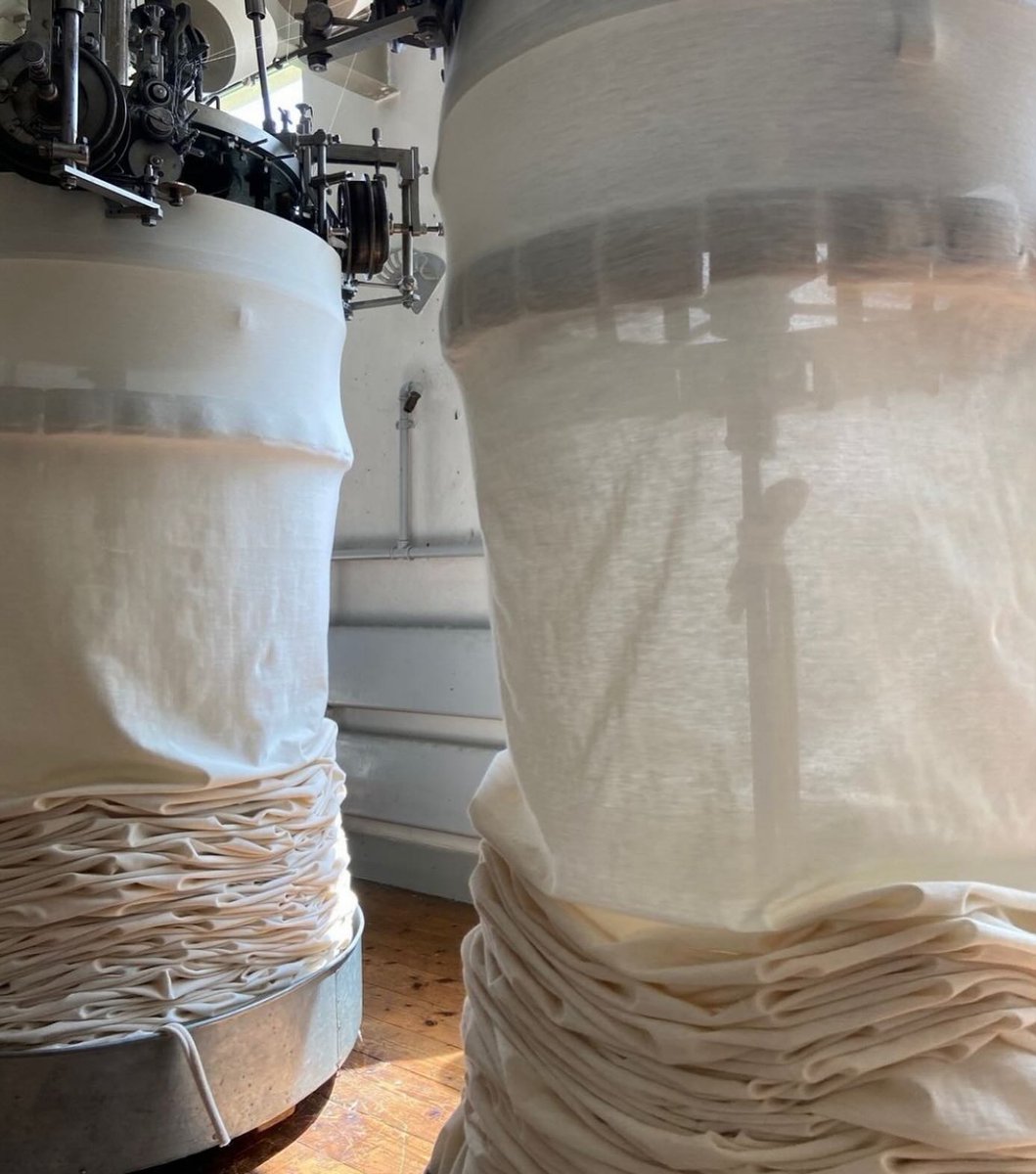 MerzbSchwanen's tweet photo. Why do we still use loopwheelers?

The unique fabric we make on our loopwheelers looks and feels different compared to the ones we know from modern machines.
The slight irregularities within the fabric are an essential part of the characteristic look and feel of the garments. https://t.co/dkZaOWtu4e