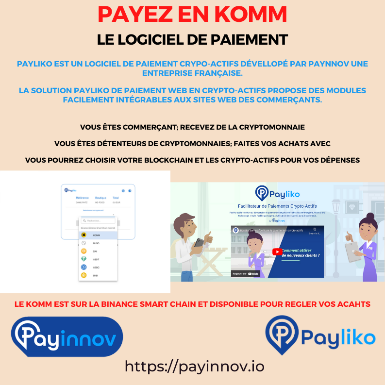 kommnext's tweet photo. Découvrez l'écosystème KOMMNEXT 

Page 14 : LE LOGICIEL PAYLIKO DE L'ENTREPRISE FRANCAISE @PAYINNOV

https://t.co/0I2UVaCytS

#binance #blockchain #discord #bep20 #bnb #btc #eth #komm #crypto #defi #vulgarisation #token #altcoin #web3 #wallet #swap #smartcontrat https://t.co/p9tfJE8IIE