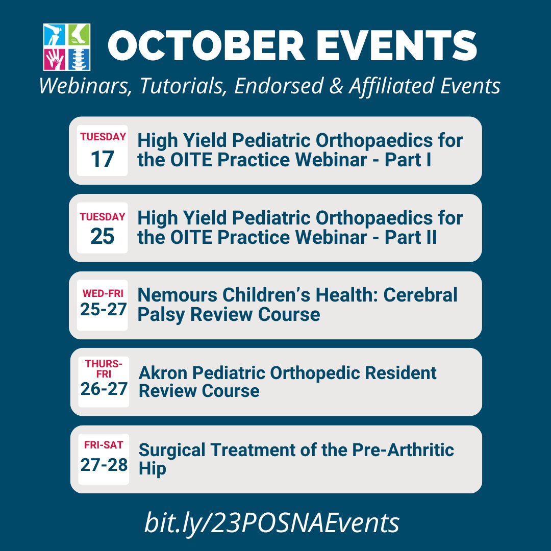 View the upcoming October events: bit.ly/23POSNAEvents #posna #pediatricorthopaedics