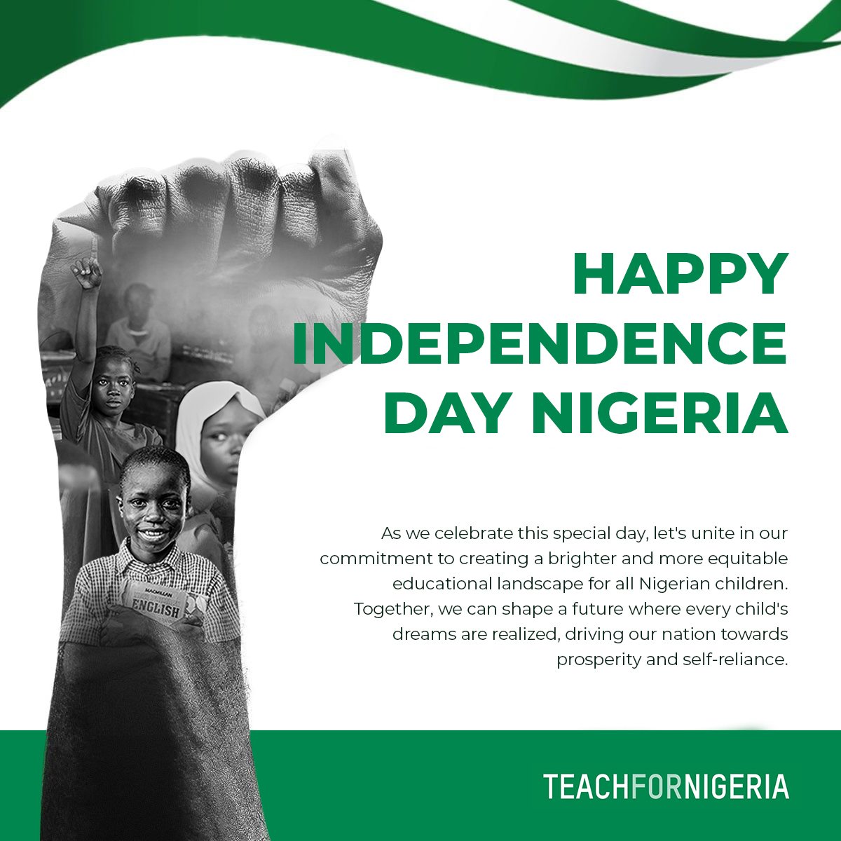 Happy 63rd Independence Day, Nigeria 🇳🇬!

As we celebrate the greatness and uniqueness of our great nation, let's join hands to provide an excellent education for all children in Nigeria.

#teachfornigeria #IndependenceDayNigeria