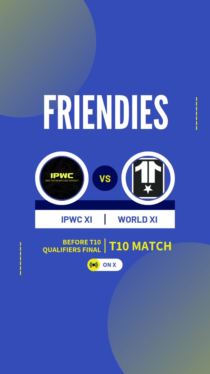 MatarAluTM's tweet photo. We're glad to announce that we will be hosting a friendly match between IPWC XI vs World XI before #T10Qualifier Final

How to be in the match?? Check out down below👇: https://t.co/FQlCNkFjyM