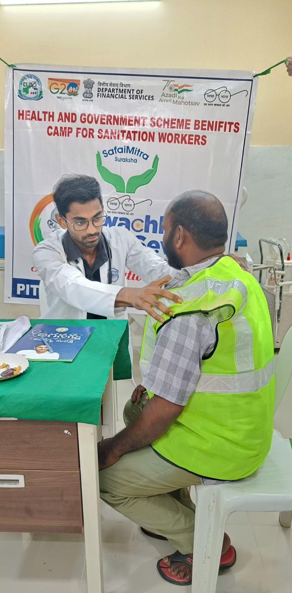 PithapuramM's tweet photo. As part of #safaimitrasurakshashivir #SwachhataHiSeva #swachhbhathdiwas @PithapuramM conducted free medical checkups and medical tests for all sanitation workers and staff. @SwachhAndhra @SwachhaAndhra @SwachhBharatGov #YouthVsGarbage #indianswachh https://t.co/310Ymwhu6U