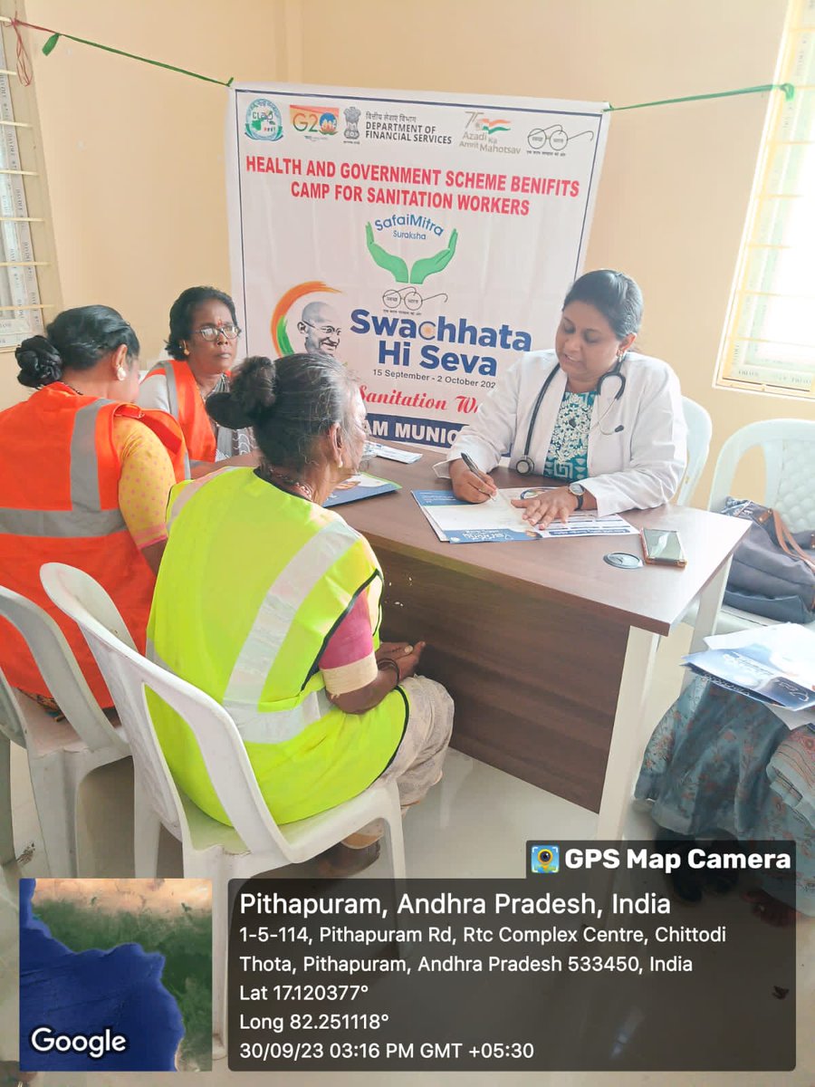 PithapuramM's tweet photo. As part of #safaimitrasurakshashivir #SwachhataHiSeva #swachhbhathdiwas @PithapuramM conducted free medical checkups and medical tests for all sanitation workers and staff. @SwachhAndhra @SwachhaAndhra @SwachhBharatGov #YouthVsGarbage #indianswachh https://t.co/310Ymwhu6U