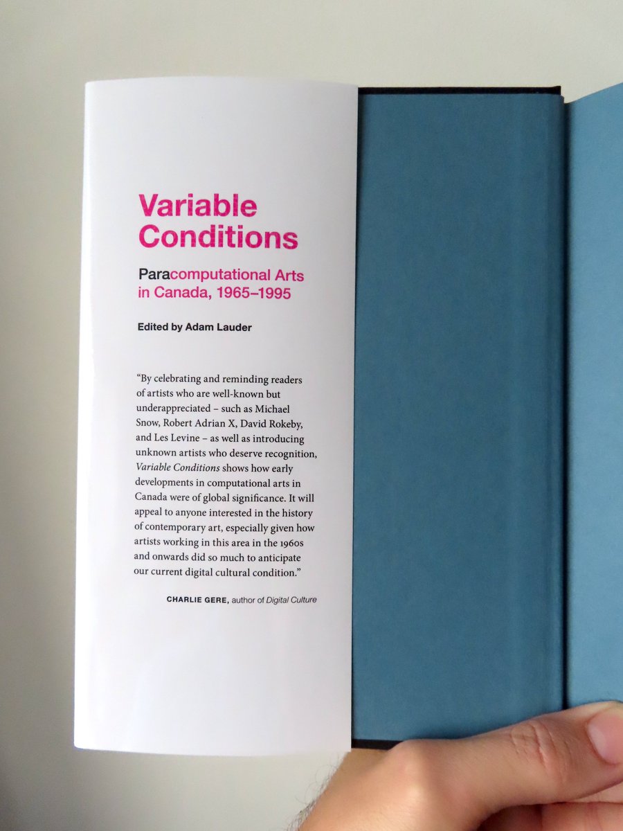 Delighted to receive physical copies of the new <a href="/McGillQueensUP/">McGill-Queen's University Press</a> collection I edited, Variable Conditions: Para-computational Arts in Canada, 1965-1995, with fantastic contributions from a long list of distinguished contributors—book launch coming soon 
mqup.ca/variable-condi…