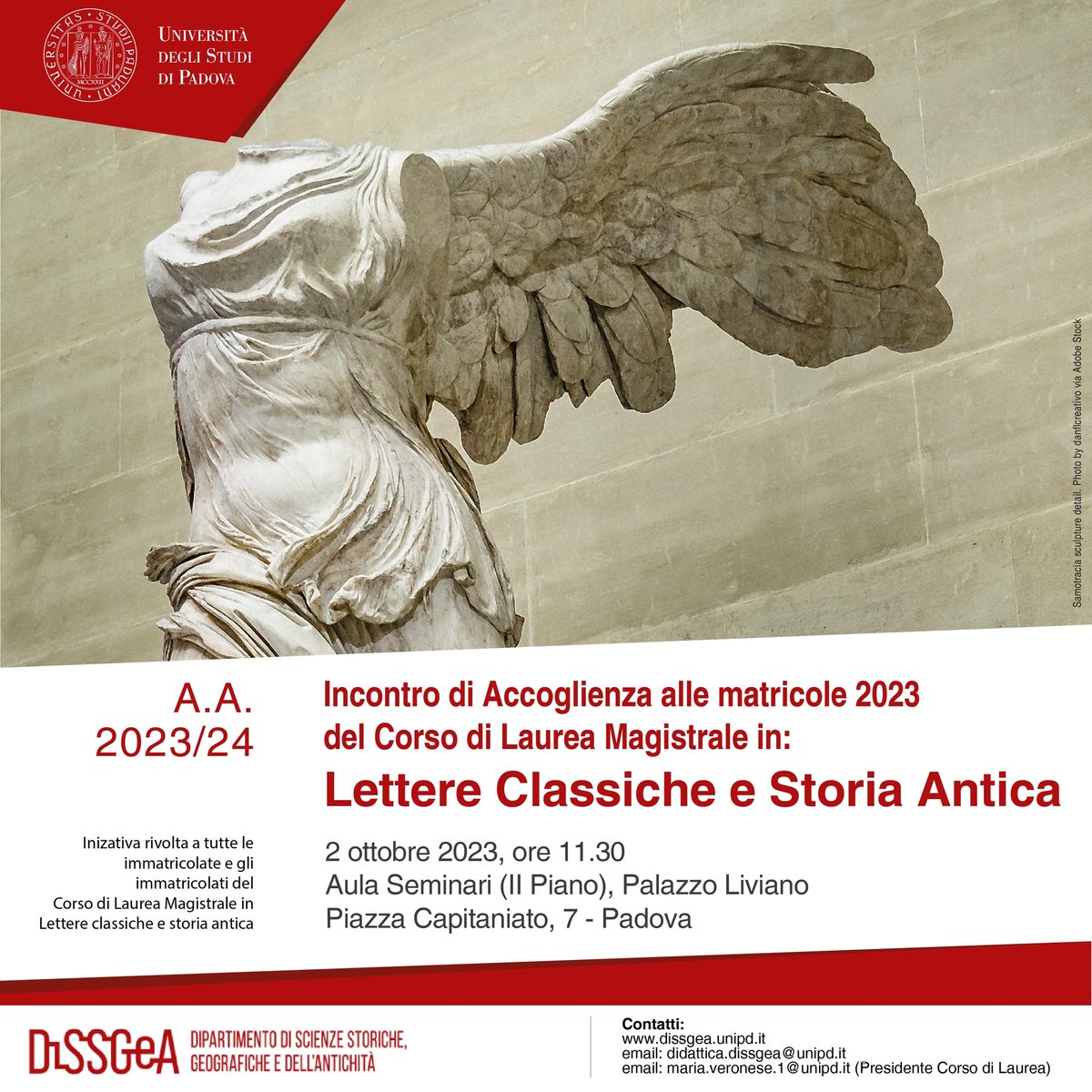 2 ottobre h. 11.30
Sala conferenze Palazzo Liviano II piano
Incontro di accoglienza matricole LM Lettere classiche e Storia antica UniPD
instagram.com/stories/classi…