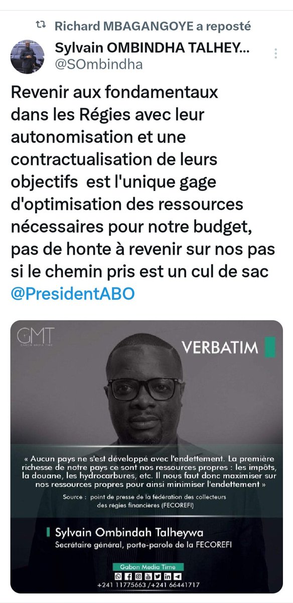 Nous maintenons ferme cette position car elle est porteuse d'une stabilité sûre assise sur des performances certaines et parlantes des Collecteurs. 
<a href="/oliguinguema/">Brice Clotaire Oligui Nguema</a> 
<a href="/JudexManfo61433/">Judex Manfoumbi</a>