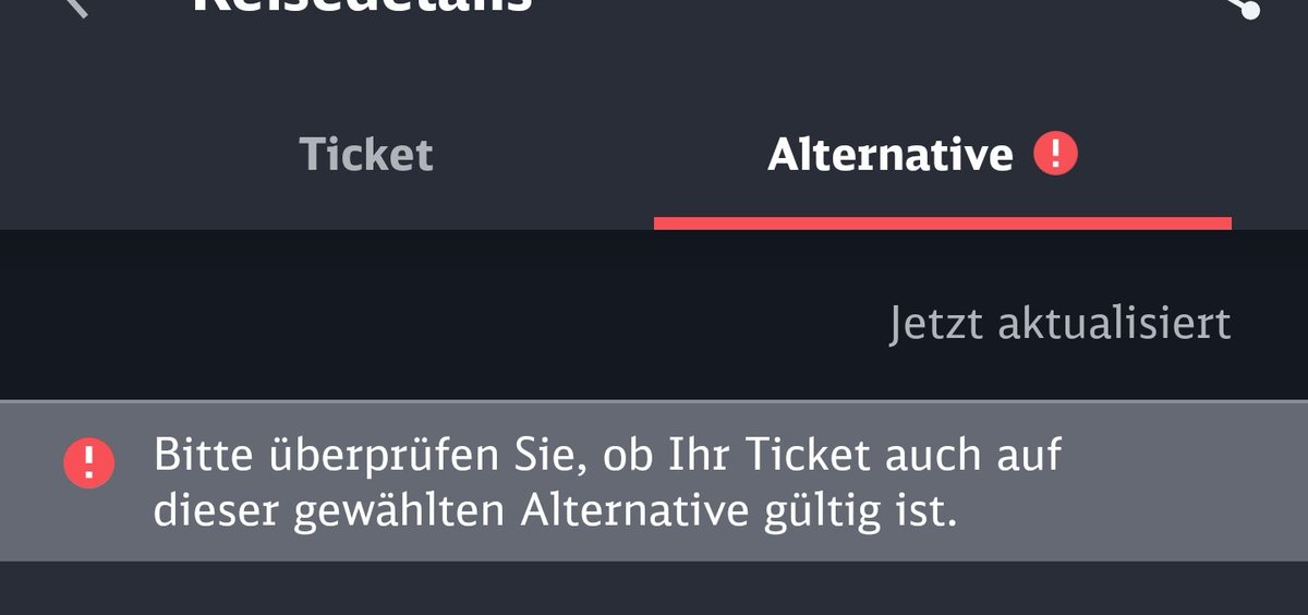 Als Fan des #DB_Navigators der  <a href="/DB_Bahn/">Deutsche Bahn Personenverkehr</a> . Man kann bei Verspätung seine alternative auswählen was nice ist. Aber 1. Warum geht kein Komfort Check-in nach dem ich eine Alternative ausgewählt habe 2. Warum werde ich gewarnt ich solle das Ticket prüfen, das müsstet ihr doch wissen?