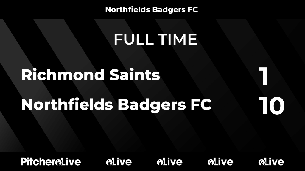 nfieldsbadgers's tweet image. FULL TIME: Richmond Saints 1 - 10 Northfields Badgers FC
#RICNOR #Pitchero
pitchero.com/clubs/northfie…