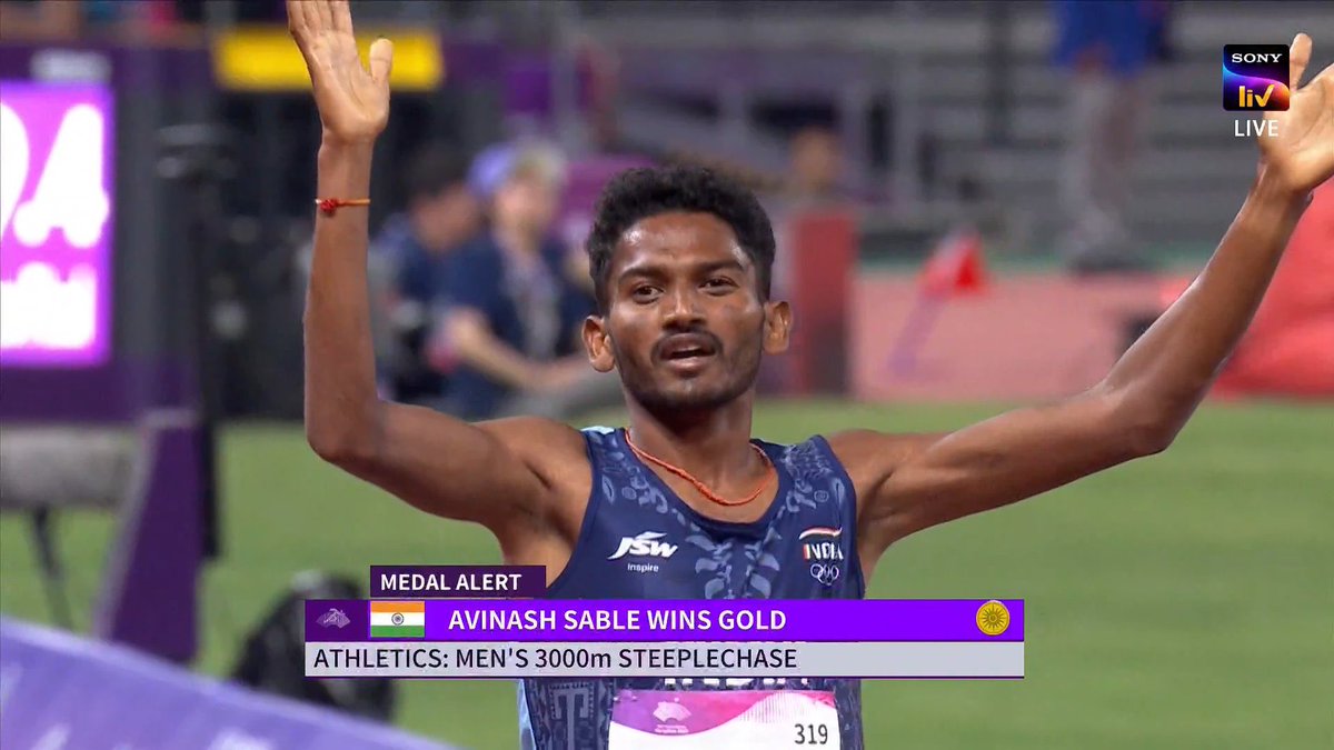 Congrats! 👏 

Naib Subedar Avinash Sable won Gold Medal in 3000 meters steeplechase at #AsianGames2023 🥵🥵🥵

He had won Silver at CWG2022.