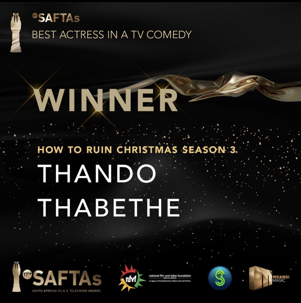 Burntoniontv's tweet photo. Bunch of winners. Thank you to the @saftassa and @nfvfsa.
It really takes a village. Thank you to everyone that cooked with us in our kitchen. Your talents are appreciated.
Congratulations to all the nominees and all the winners.
#HowtoRuinChristmas #RedemptionBET https://t.co/p2FahzIPL0