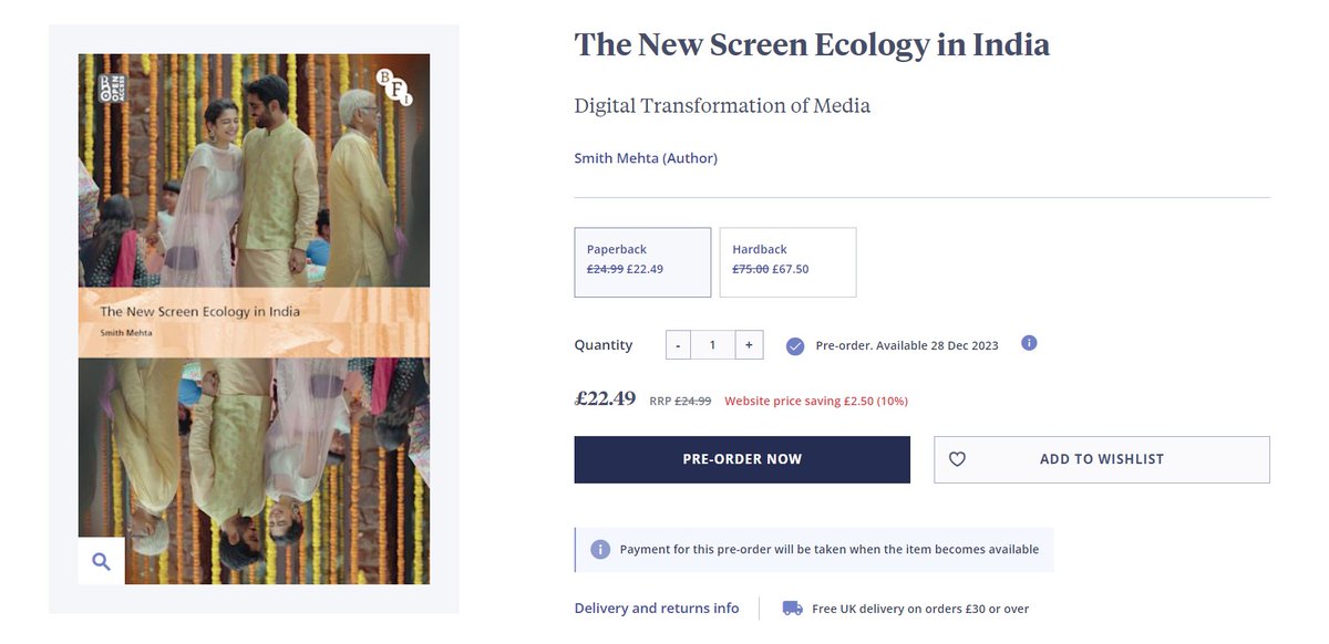 Smith Mehta (@smitmehta) on Twitter photo dx.doi.org/10.5040/978183…
Hi everyone, my book on the digital transformation of the Indian audiovisual media industry is now available thanks to <a href="/Bibliothecaris/">Library - University of Groningen</a> generous support. Dear media studies readers and enthusiasts please do consider reading it! dx.doi.org/10.5040/978183…
Hi everyone, my book on the digital transformation of the Indian audiovisual media industry is now available thanks to <a href="/Bibliothecaris/">Library - University of Groningen</a> generous support. Dear media studies readers and enthusiasts please do consider reading it!