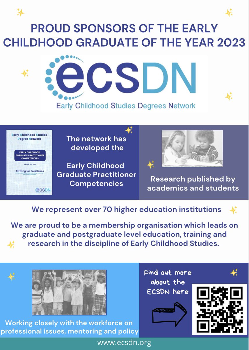 ECSDNetwork's tweet photo. We were over the moon for all of our graduates who got shortlisted for the @NurseryWorld show Early Childhood Graduate of the Year 2023 Award. Well done to Helen @HJHaygarth who won the award this year. #ECSDN #ECSgraduate https://t.co/mu7UeKo9Kb