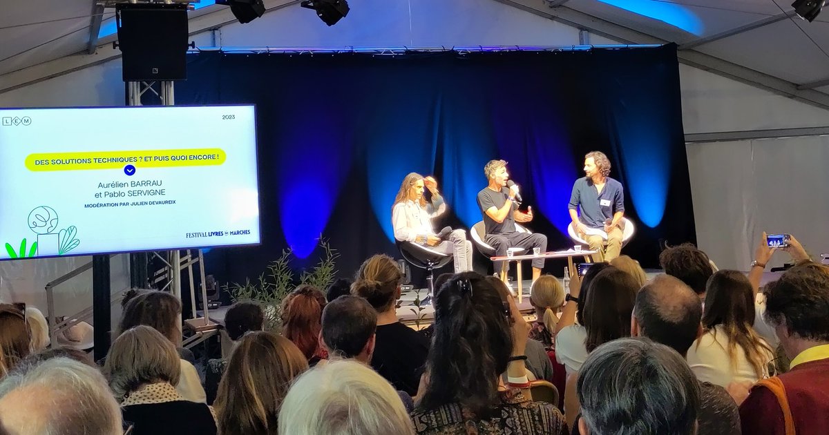 CélinePuffArdichvili (@celinepuffardi) on Twitter photo #climat / société: la technique pour réparer la technique? Intro avec excellente démonstration de violation du socle du langage par #ChatGPT, par Aurelien Barrau et Pablo Servigne ac <a href="/juliendevaureix/">Julien Devaureix</a> sur <a href="/LivresenMarches/">Livres en Marches</a> pour conf "des solutions techniques ? et puis quoi encore!" #climat / société: la technique pour réparer la technique? Intro avec excellente démonstration de violation du socle du langage par #ChatGPT, par Aurelien Barrau et Pablo Servigne ac <a href="/juliendevaureix/">Julien Devaureix</a> sur <a href="/LivresenMarches/">Livres en Marches</a> pour conf "des solutions techniques ? et puis quoi encore!"