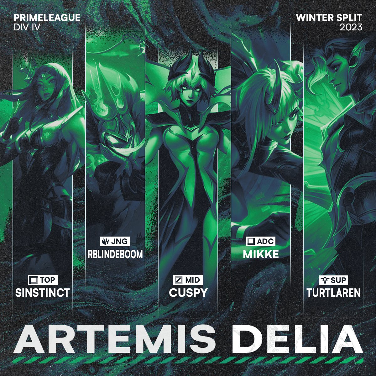 artmsgg's tweet image. Wir freuen uns mit ARTEMIS DELIA noch ein zweites Team in die vierte PRM Division zu stellen!🤩🚀

🇭🇷 @s_sinstinct
🇳🇱 @Rblindeboom
🇩🇪 #cuspy
🇸🇪 @matthis030201
🇸🇪 @Turtlaren

Herzlich Willkommen, wir freuen uns auf einen spannenden Split mit euch!🫡💚

#FollowOurPath🍃#OnTheHunt🏹