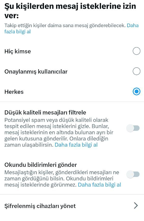 never_known2's tweet photo. lütfen mesaj ayarlarınızı bu şekle getirin ve postun altına cevap atın. https://t.co/pFP5m5RT9J