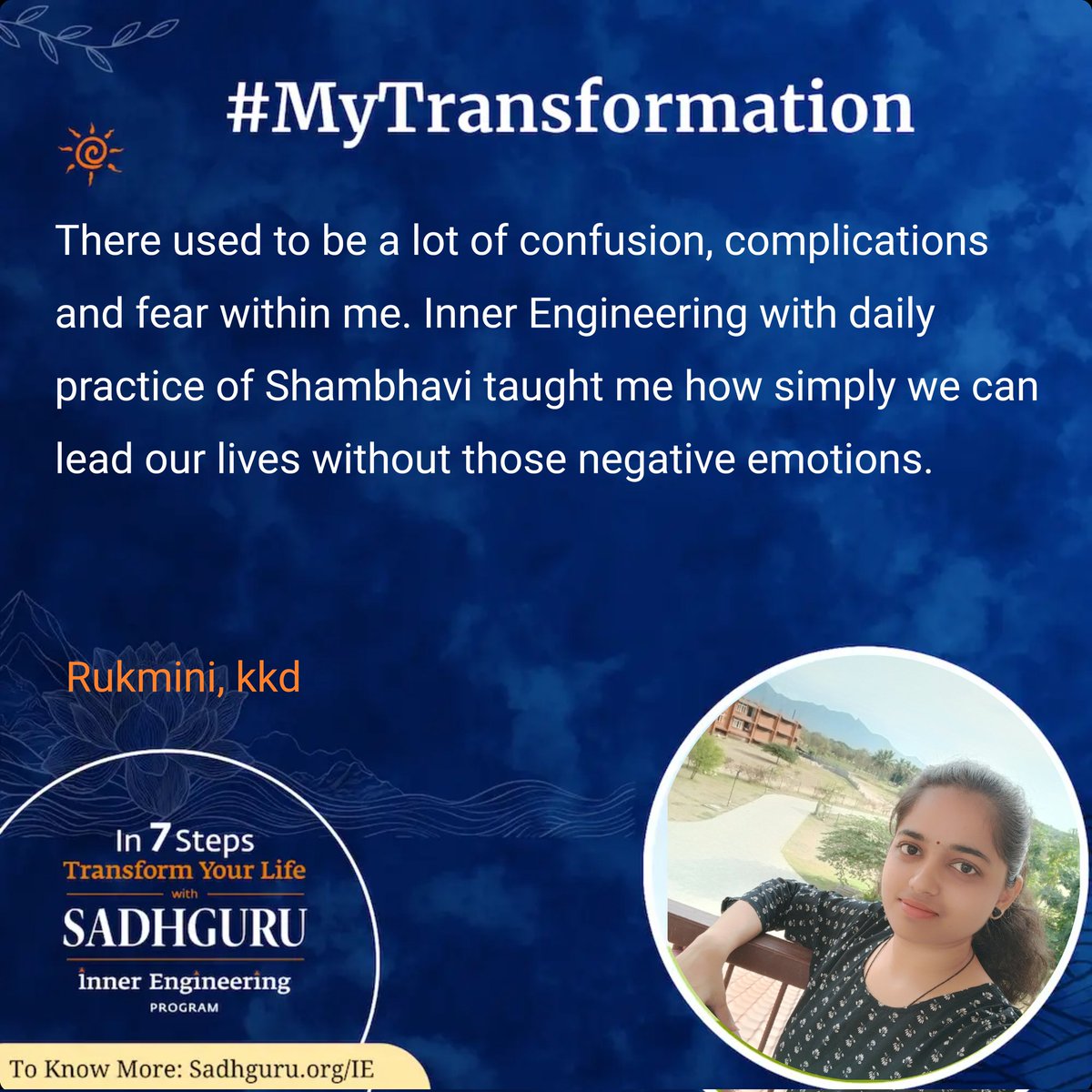 Rukmini42's tweet photo. I really wanted to Thank Sadhguru 🙏my Guru for showing me a way to lead a better life.
#MyTransformation #InnerEngineering #innerengineeringonline https://t.co/jVQm8vWJe8
