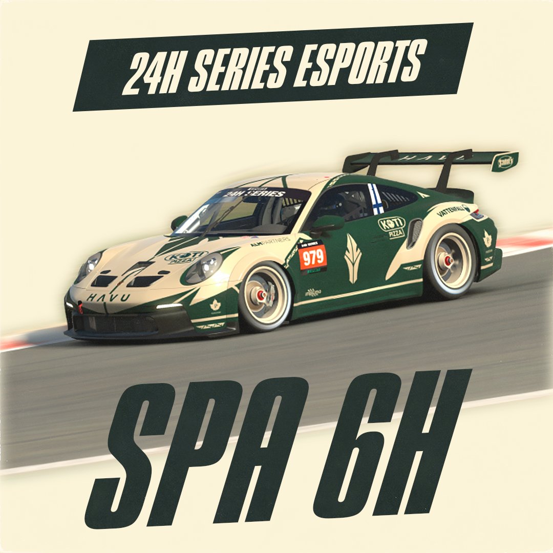 #HAVUSIM Season kickoff in a few hours at Spa! @24H_ESPORTS Hankonen and Salmén running the #979 Porsche. Stream starts at 16:20 Finnish time youtube.com/live/Y007RAdgM… #iracing #simracing #simracingfi #24seriesesports