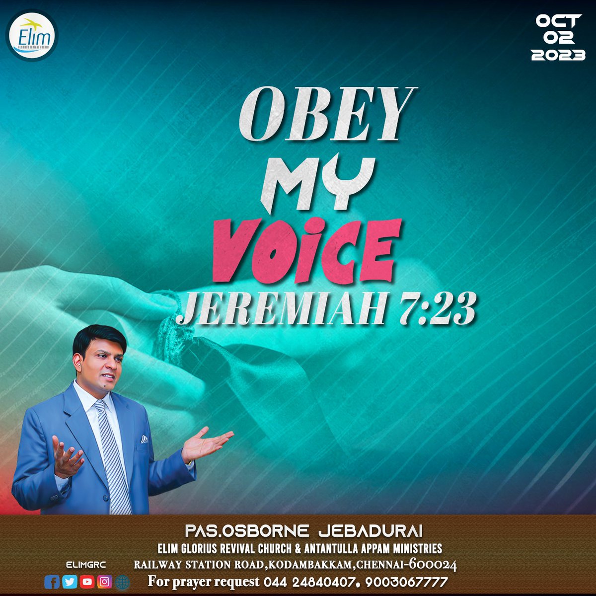 ElimGrc's tweet photo. என் வாக்குக்குச் செவிகொடுங்கள்
எரேமியா 7:23
Obey my voice 
Jeremiah 7:23
#DailyPromiseWord #wordofHope #promiseword #elimgrc #antantullaappam #Dailyverse #jesus #Tamil #English #Oct02 #monday #2023 https://t.co/AohBP47WAV