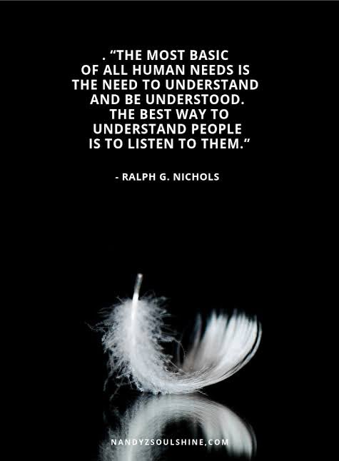 Sometimes the most influential thing we can do is listen…#BobBurg
#SundayThoughts
#ThinkBIGSundayWithMarsha 
#JoyTrain
#RainKindness
#UnconditionalLove
#UnconditionalUniversalService #UUS
#LUTL
#ChooseLove
#BabyGo
#Mindfulness
#Mindset
#MentalHealth