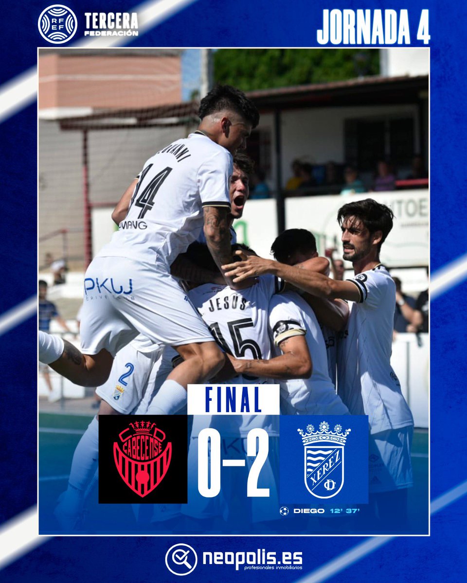 XerezCD_OFICIAL's tweet photo. ⏱️ 90’ | ⏹️ ¡FINAAAAAL! ¡GANA EL #Xerez en Las Cabezas! 

⚽️ Diego (12’), (36’)

📺 https://t.co/bgPpItq55b

🔴 0️⃣-2️⃣ 🤍 #CabecenseXerez https://t.co/uc7GAEXp9p
