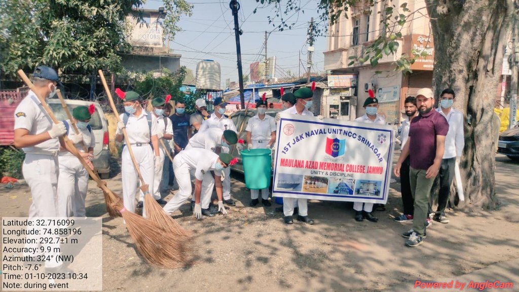mohdashraf____'s tweet photo. NCC Naval Unit of Maulana Azad Memorial College Jammu in coordination with NCC Infantry NSS and Eco-Club successfully organizes the Swachhta Hi Seva Campaign. 
#SwachhBharat
#SwachhataHiSeva
#SwachhBharatGov
@Swachhbharat
@NCCDteJKL
@HQ_DG_NCC 
@OfficeOfLGJandK 
@narendramodi https://t.co/5W0fTdLVc0
