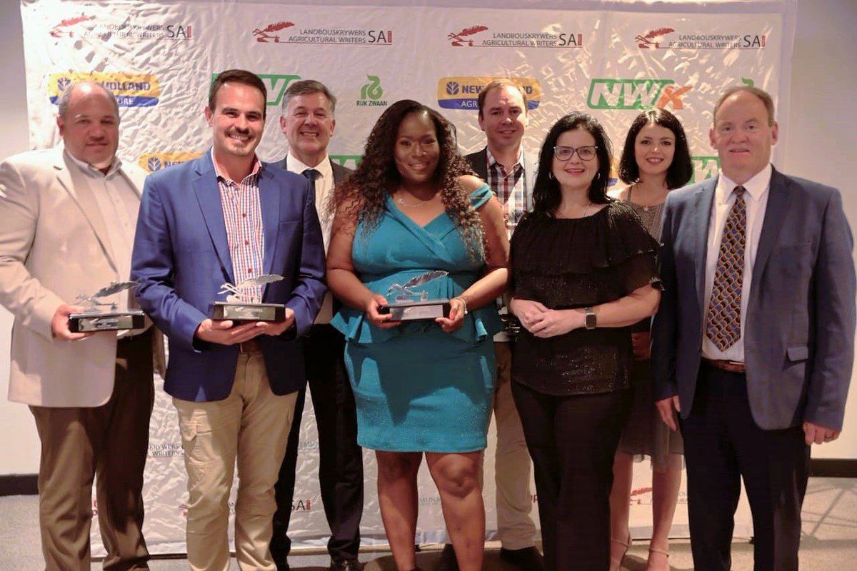 AgriWritersSA's tweet photo. Agricultural Writers SA North recently named its regional winners in the categories Farmer, Agriculturist, and New Entrant to Commercial Agriculture of the Year for 2023. #AgriWritersSA #awsaawards23 #NWK #rijkzwaan #newholland #Sappo #chemunique #vanloveren https://t.co/mZOldLUIw4