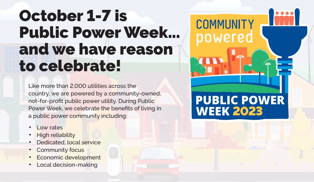 GreenfieldUtil1's tweet image. ⚡️A public power utility means the community has a role &amp;amp; we work for you. No shareholders or executive team are looking to maximize profit. We do what is best for our community &amp;amp; your needs are at the forefront of projects, planning &amp;amp; daily operations. #PublicPowerWeek2023