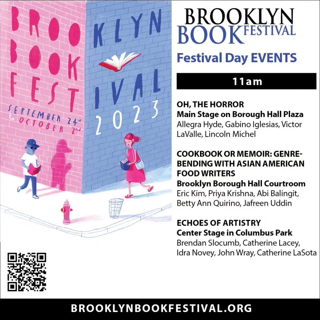 BKBF's tweet photo. Festival Day is today! Join us in Brooklyn Borough Hall Plaza and Surrounding Venues for an incredible day of panels and our Literary Marketplace. 

Join us for these programs at 10 AM and 11 AM! https://t.co/4KUTYUo1ii