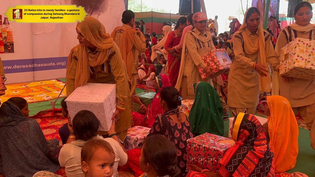 DSSNewsUpdates's tweet photo. In the spirit of Satsang Bhandara, the Dera Sacha Sauda volunteers shared love & devotion! Among needy families, 33 ration kits were distributed in Jaipur, Rajasthan, inspired by the teachings of Revered Saint Dr. MSG. Small acts of kindness ripple into great waves of compassion. Get the glimpses here!   #SatsangBhandara #SundayMorning #Jaipur #Rajasthan #DeraSachaSauda