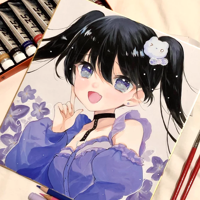 アナログ色紙#アクリル絵の具 #色紙 