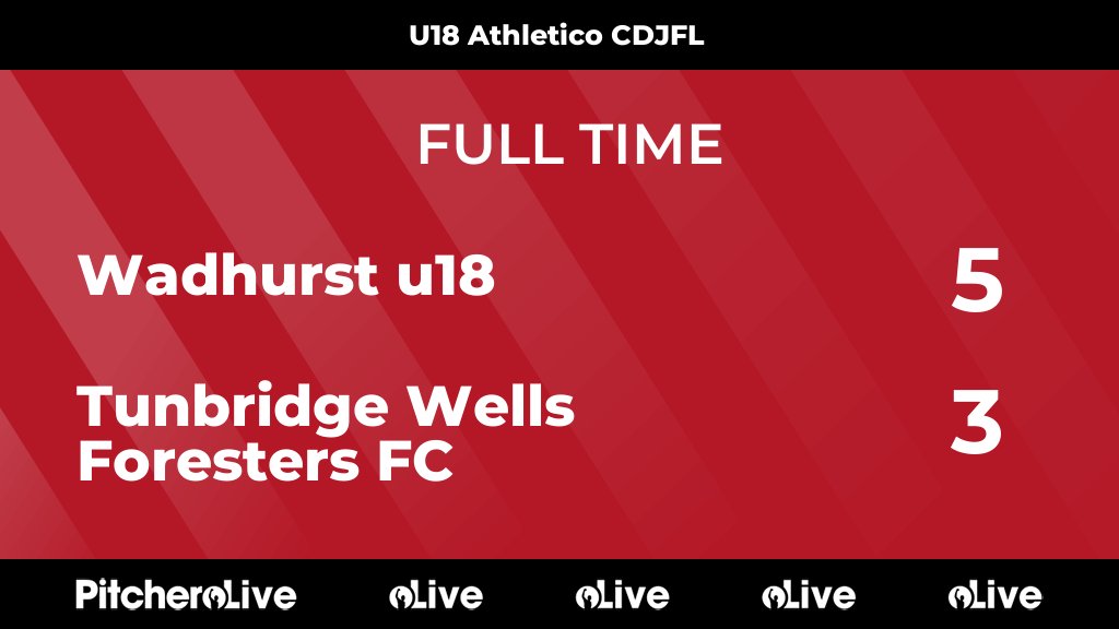 FULL TIME: Wadhurst u18 5 - 3 Tunbridge Wells Foresters FC
#WADTUN #Pitchero
forestersfc.com/teams/124367/m…