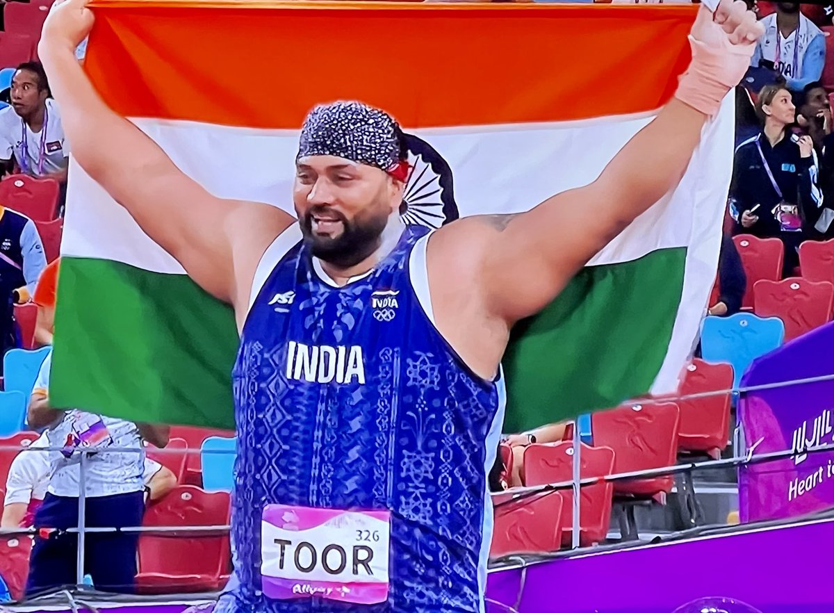 Asia’s strong man! Tajinderpal Singh Toor wins men’s shot put. #IndiaAtAsianGames