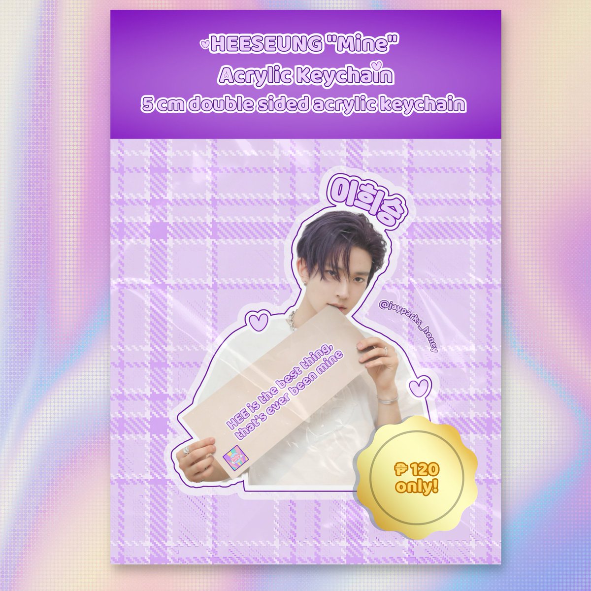 jayparks_honey's tweet photo. wts lfb ph acrylic keychain 

ENHYPEN Heeseung "Mine" 5cm Double-sided Acrylic Keychain

☆ ₱120 ea PAYO
☆ 10 slots
☆ Pre-order
☆ Sco, j&amp;t and Meet up in SM Trece 

no rush shipping! 

mine  + quantity ♡ https://t.co/dfovNdLCbE