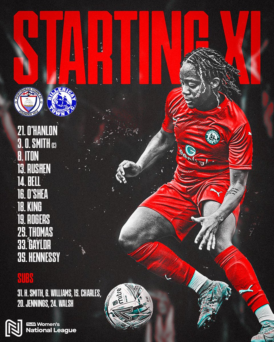 𝙏𝙀𝘼𝙈 𝙉𝙀𝙒𝙎👕

Here's how the team looks to take on Portishead!

- Katie O'Hanlon makes her debut 🧤
- Olivia Smith takes the armband ©️
- Scarlett Williams makes the bench
- Otesha's first game back since international duty 🇬🇾