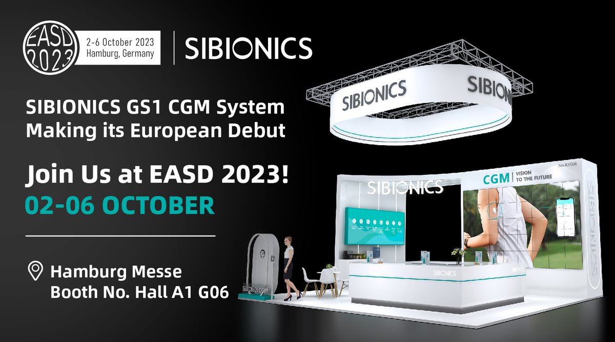 SibionicsCGM's tweet photo. SIBIONICS to Make Debut at the 59th Annual Meeting of the European Association for the Study of Diabetes (EASD)
We sincerely invite you to join us.
Visit our booth at Hall A1, G06.
#EASD2023 #sibionicscgm #SIBIONICS https://t.co/kW31OmJvav