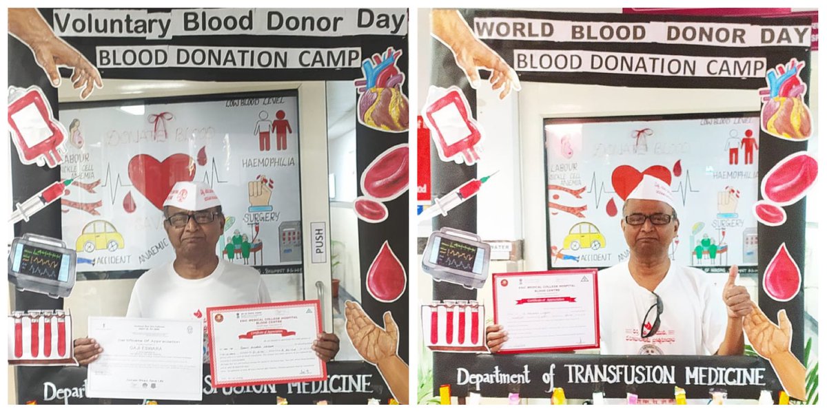 drsrinivasach's tweet photo. రక్త దాత స్ఫూర్తి ప్రదాత: A Voluntary blood Donor for all Seasons “National Voluntary Blood Donation Day” 2023 #ESICMedicalCollegeSanathnagar #AABB #ISBTCO #Transfusionmedicine #Hyderabadblooddonors #VBDD2023 https://t.co/kex2BufKnK