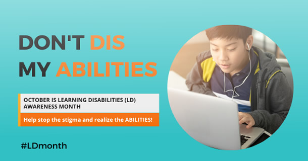 October is the designated Learning Disability Awareness Month. This month, and every month, let's raise awareness and work to end the stigma to help those with learning disabilities reach their full potential. #LDMonth #AchieveBelieveBelong