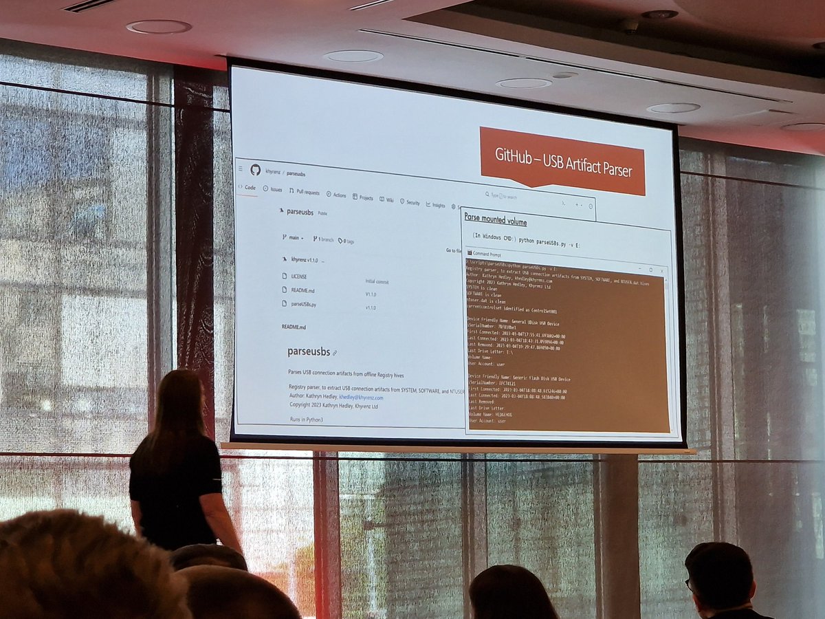 tazwake's tweet photo. USB Artifact parser - available on github https://t.co/7qMvM1fHSA from @4enzikat0r

#DFIREurope23 #dfireurope #sansdfir #dfirsummit #CyberSecurity #forensics #infosec @SANSEMEA https://t.co/3J3wwCMaR8