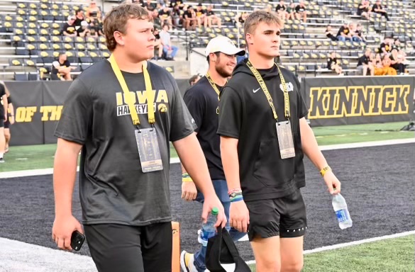 Former Iowa Hawkeye and Lincoln-Way East Team Captain and State Champion, Turner Pallissard, accompanying current East players Josh Janowski and Trey Zvonar on their Game Day visit yesterday. Josh is comitted to play for Iowa next year! #LWEFootballF.A.M.I.L.Y.