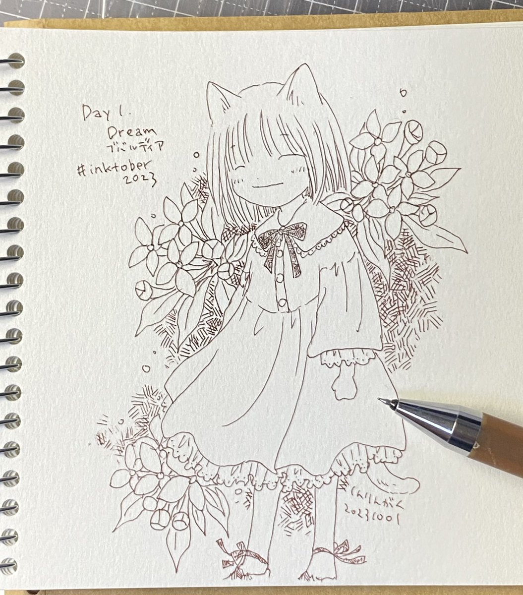 Day1  DREAM #inktober2023   ブバルディア。花言葉は夢。