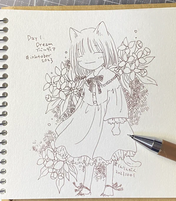 Day1  DREAM #inktober2023   ブバルディア。花言葉は夢。
