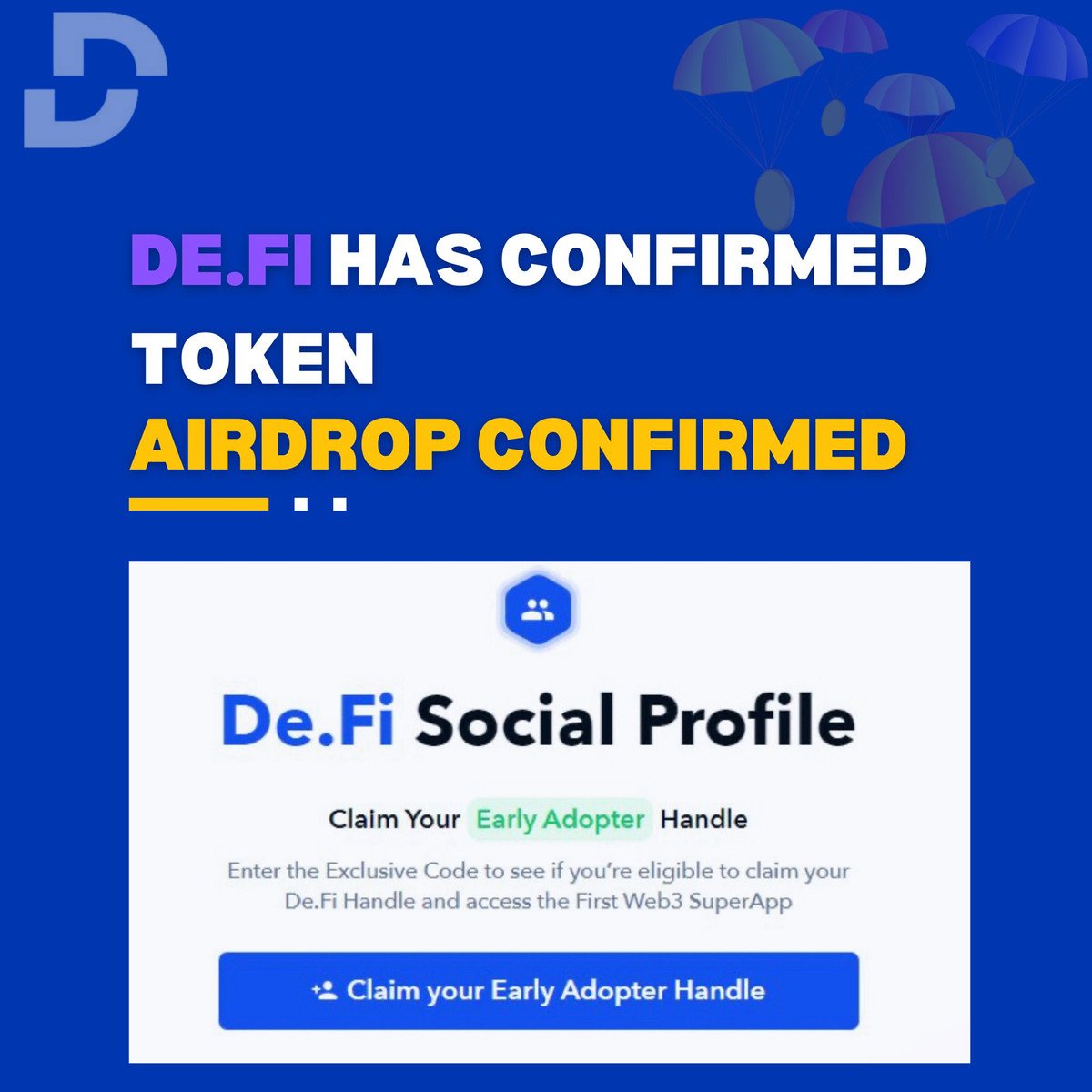 wilson_'s tweet photo. @DeDotFi has CONFIRMED token

I expect their token to GIVE x10 on launch

@DeDotFi is BACKED by the same VCs behind Tesla, SpaceX, Alibaba, and others!

Here's why I think being early in this project will make you minimum x10 once the token is live https://t.co/2qesoSaXhu
