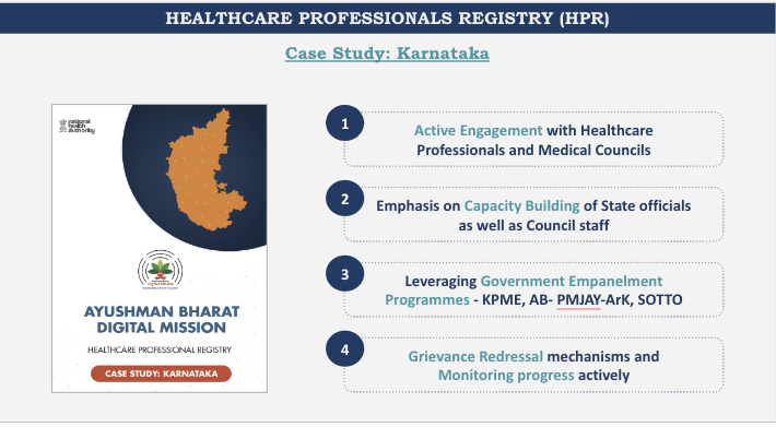 AyushmanNHA's tweet photo. #2YearsOfABDM
To applaud the exemplary efforts of leading States and NHA has compiled 4 insightful case studies.

🔍 HPR (Karnataka):
Discover Karnataka's dedicated and comprehensive efforts to onboard a multitude of healthcare professionals onto HPR: 
https://t.co/etUeWQX7D4 https://t.co/6KklAraI3p