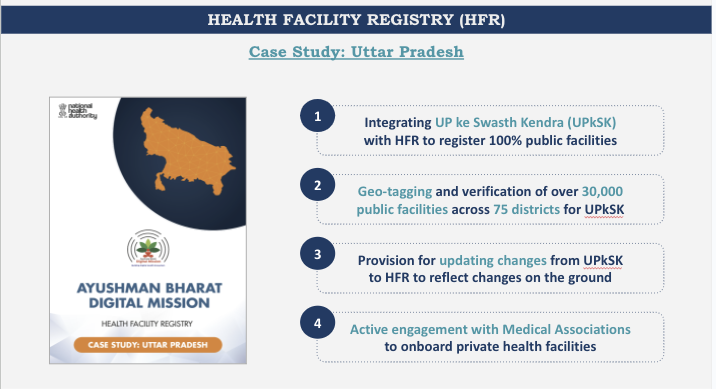 AyushmanNHA's tweet photo. #2YearsOfABDM

To applaud the exemplary efforts of leading States and NHA has compiled 4 insightful case studies.

🔍 HFR (Uttar Pradesh):
Uncover integration of its extensive repository of public health facilities, 'UP ke Swasth Kendra (UPkSK),' with HFR:
https://t.co/giVyejrGzw https://t.co/VOUAcDoNBN