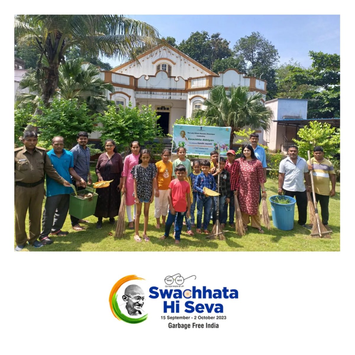 theladywilson's tweet photo. The Lady Wilson Museum organised 2 days Swachchhata Abhiyan for cleaning the premises of the museum, for that today museum staff and school children did one hour Shram Daan with full enthusiasm and felt overwhelmed to become part of the movement. https://t.co/DahMhqllWY