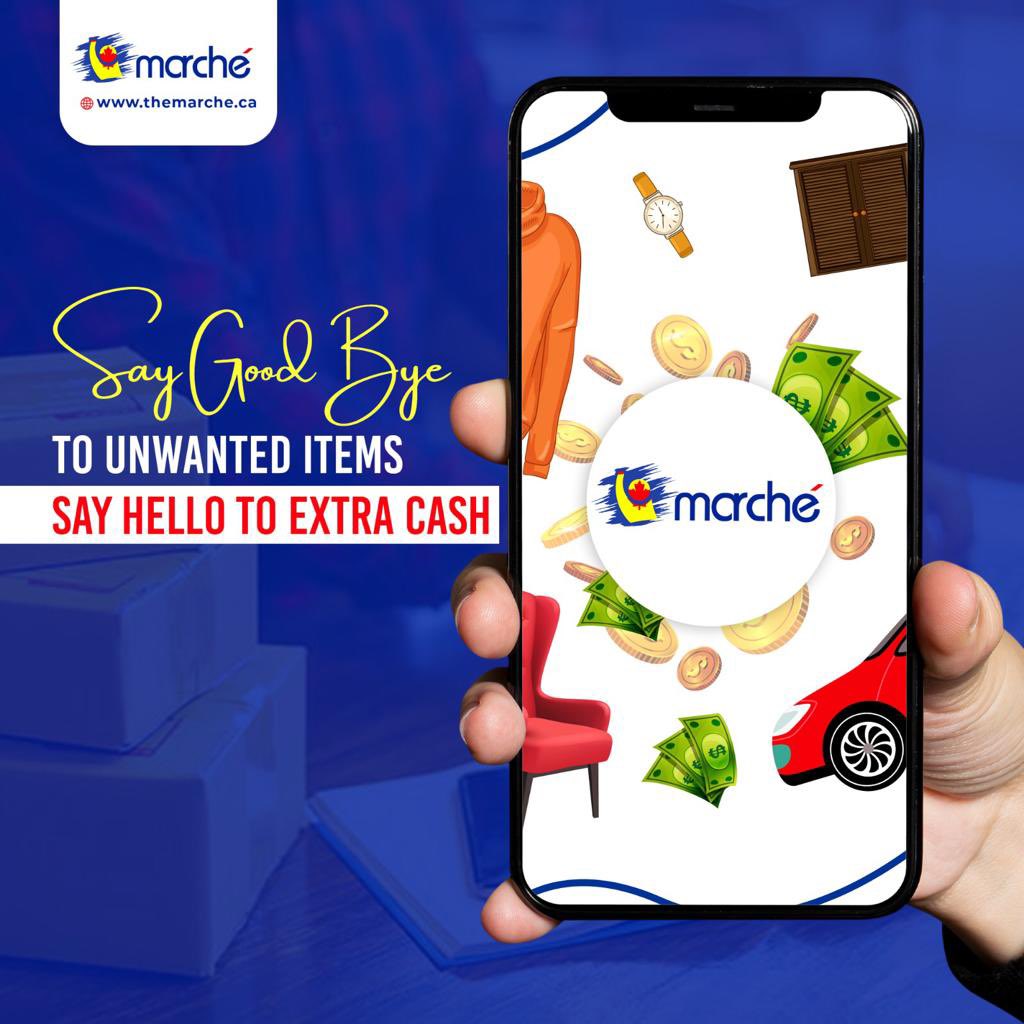 marche_the's tweet photo. Do you have unwanted items that are still in good condition, but no longer serve a purpose for you? 
It's time to say goodbye to these items and hello to some extra cash in your pocket. 💵 
Marche provides a simple and effective way to turn your clutter into cash. 
#sellincanada https://t.co/TO0w9VAFGZ