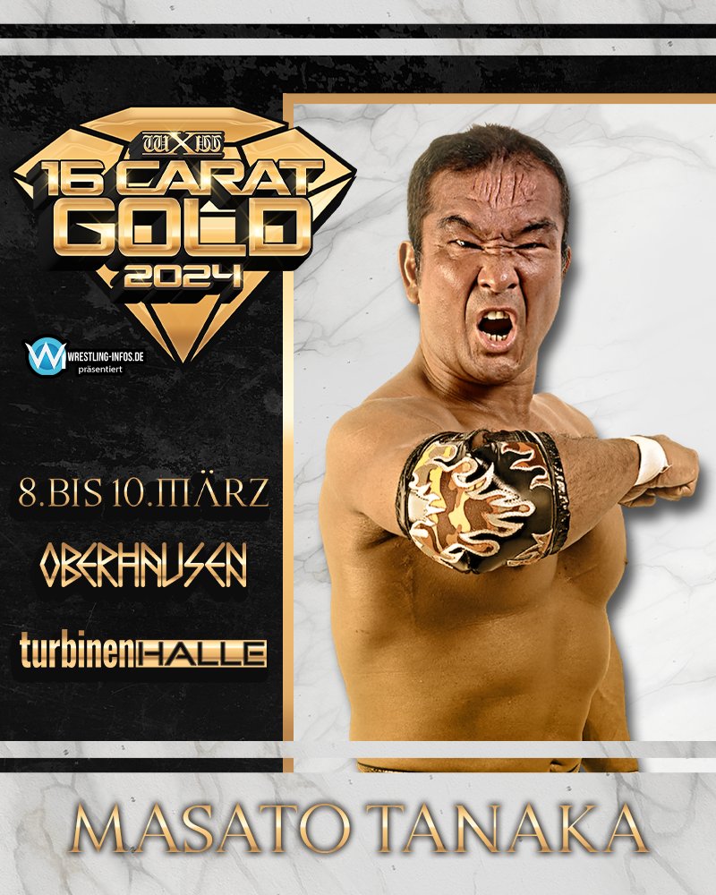 #wXw16Carat Gold Teilnehmer #3 

Der japanische Superstar und ECW Legende <a href="/masato_dangan01/">田中将斗</a> 

Mit 30 Jahren Ringerfahrung hat "Dangan" Masato Tanaka einige Erfolge vorzuweisen. Unter anderem hielt er die ECW World Heavyweight Championship, die ECW World Tag Team Championship mit